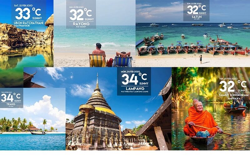 泰國觀光局發布泰國各地景點每日天氣狀況照片